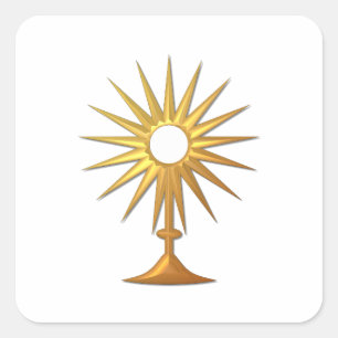 Heilige Eucharist in gouden monstrantie Vierkante Sticker
