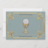 Heilige Eucharistie Kelk Goud Lijst Uitnodiging (Voorkant)