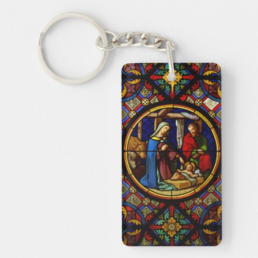 Heilige Familie "Glas-in-lood" Sleutelhanger (Voorkant)
