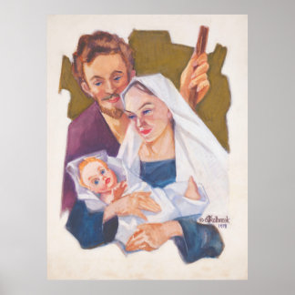 Heilige Familie Kerstmis - Kulhanek 1978 Print