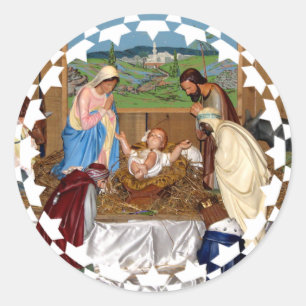 Heilige Familie: Nativiteitsscène Ronde Sticker