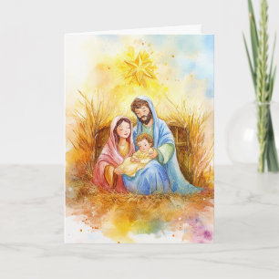 Heilige Familie onder de kerstster Kaart