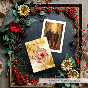 Heilige Familie Roos Ornament Foto Kerst TMF26 Feestdagenkaart