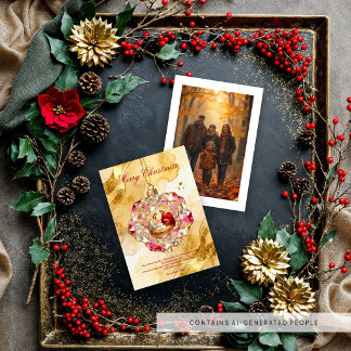 Heilige Familie Roos Ornament Foto Kerst TMF26 Feestdagenkaart