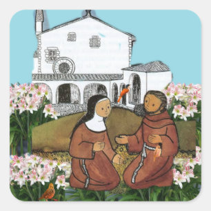 Heilige Franciscus en Heilige Clare van Assisi Vierkante Sticker