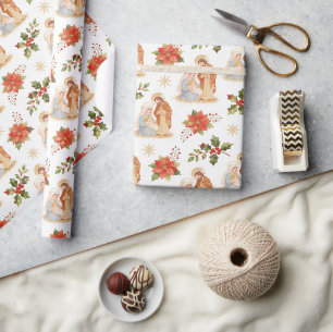 Heilige Geboorte Kerstgroene Vakantie TMF26 Cadeaupapier