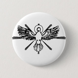 Heilige Geest Duif Religieuze Confirmatie en Vrede Ronde Button 5,7 Cm