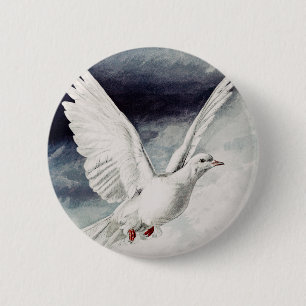 Heilige Geest Duif Religieuze Confirmatie en Vrede Ronde Button 5,7 Cm