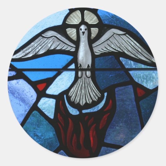 Heilige Geest Glas in lood Art Ronde Sticker (Voorkant)