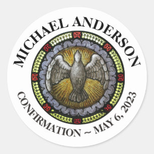 Heilige Geest Glas in lood Bevestiging RCIA Ronde Sticker