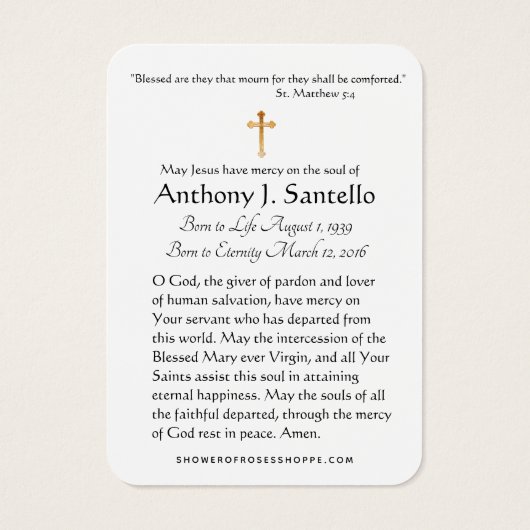 Heilige Geest Katholieke begrafenis Memorial Heili Visitekaartje (Achterkant)