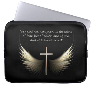 Heilige Geest met Christelijk Kruis en Schrift Laptop Sleeve