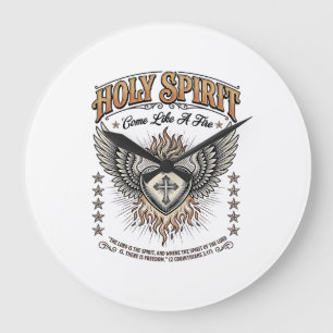 Heilige Geest Vintage Gravure Vleugelig Hart Shirt Grote Klok
