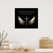Heilige Geest Wings met Kruis en Schrift Verse Poster (Keuken)