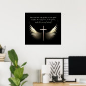 Heilige Geest Wings met Kruis en Schrift Verse Poster (Thuiskantoor)