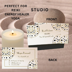 Heilige Geometrie Goud & Zwarte Yoga Reiki Genezer Visitekaartje