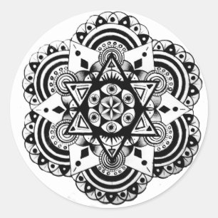 Heilige Geometrie Hand getrokken Ontwerp Ronde Sticker