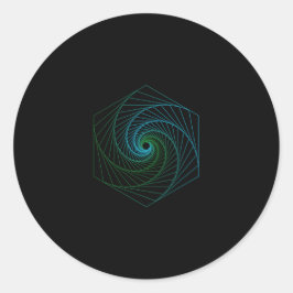 Heilige Geometrie - LineArt Blauw en Groen Ronde Sticker