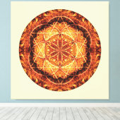 Heilige Geometrie Mandala 3 Stretched Canvas Print (Insitu (Houten vloer))