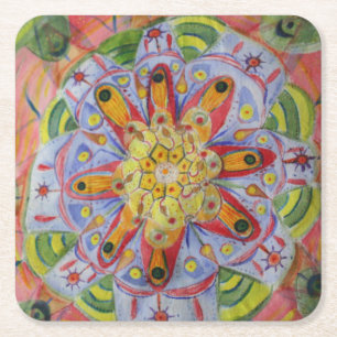 Heilige Geometrie Mandala Aangepaste Vierkante Ond Kartonnen Onderzetter