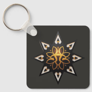 🌟Heilige Geometrie Mandala – Tijdloze Gouden Ster Sleutelhanger
