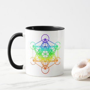 Heilige Geometrie Metatron's Cube in regenboogkleu Mok