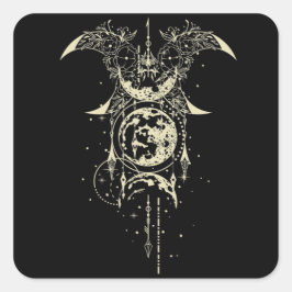 Heilige Geometrie Mystical Moon Vierkante Sticker
