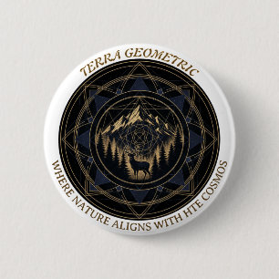 Heilige Geometrie Natuurfusie • Bergen & Bos Ronde Button 5,7 Cm