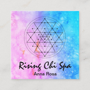 ** Heilige Geometrie Reiki Yoga Waterverf Vierkante Visitekaartje