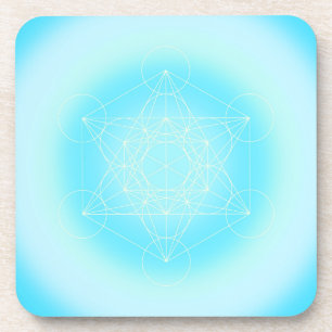 heilige geometrische,blauw, Metatron,   Bier Onderzetter