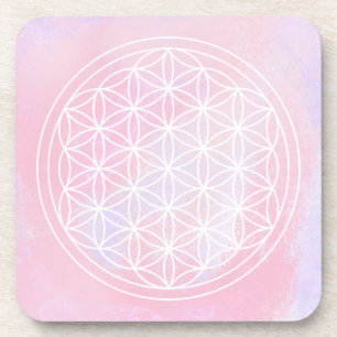 heilige geometrische, roze, bloem des levens, onde bier onderzetter