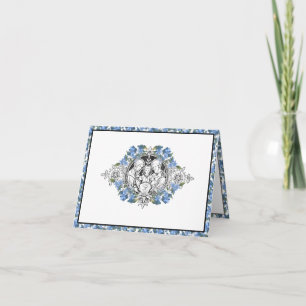 Heilige Gezin Elegant Blue Floral Bedankkaart