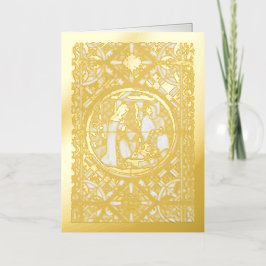 Heilige Gezin Nativiteit Folie Feestdagenkaart