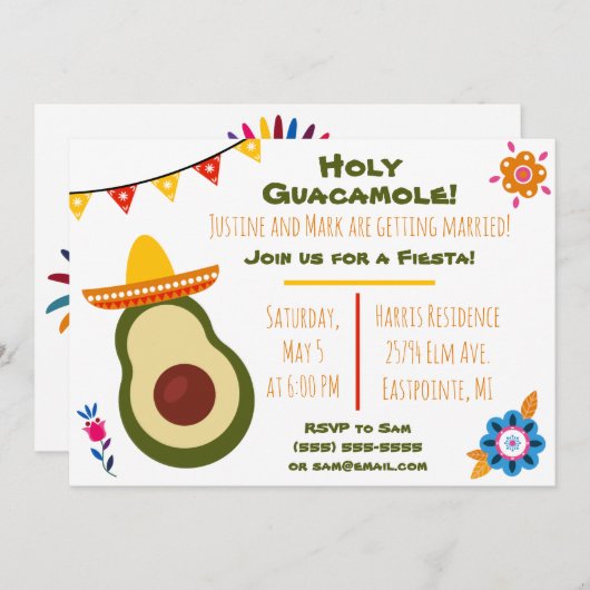 Heilige Guacamole Fiesta Uitnodiging (Voorkant / Achterkant)