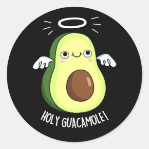 Heilige Guacamole Funny Goody Avocado Pun Dark BG Ronde Sticker