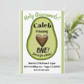 Heilige Guacamole Hart Avocado 1e Verjaardagsfeest Kaart (Staand voorkant)