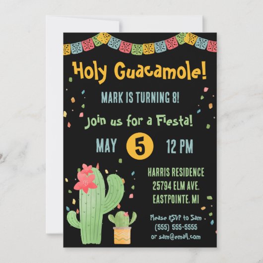 Heilige Guacamole! Mexicaanse Fiesta Verjaardagsfe Kaart (Voorkant)