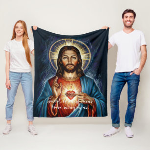 Heilige Hart Jezus Artistieke Krijttekening Fleece Deken