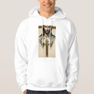 Heilige Hart Religieuze Illustratie Heren Wit Hood Hoodie