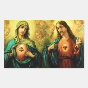Heilige Heart Jesus & Immaculate Heart Mary Sticke Rechthoekige Sticker