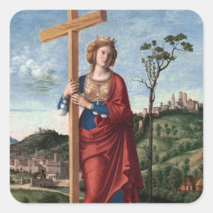 Heilige Helena met het Ware Kruis Heilige Kunst Vierkante Sticker