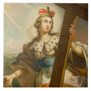 Heilige Helena van Constantinopel met kruis Tegeltje