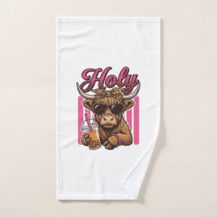 Heilige Highland Koe Vintage Boba Thee Shirt Ontwe Handdoek