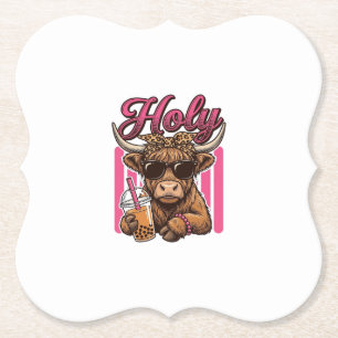 Heilige Highland Koe Vintage Boba Thee Shirt Ontwe Kartonnen Onderzetters