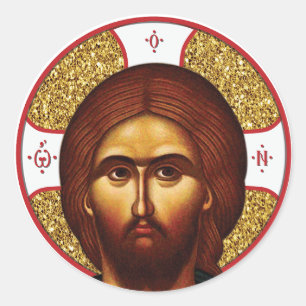 Heilige Jezus Christus orthodox icoon Ronde Sticker