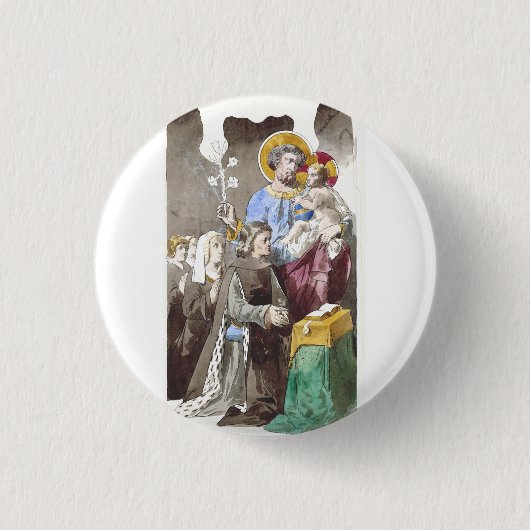 Heilige Jozef Patron van de Universele Kerk Ronde Button 3,2 Cm (Voorkant)