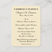 Heilige Kaart: katholieke Baby, baptismal gedenken Visitekaartje (Achterkant)