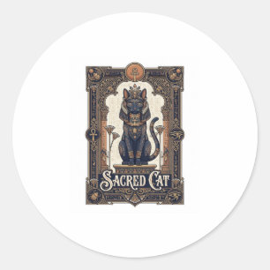 Heilige Kat Kat Oud Egypte Vintage Vector Kunst Sh Ronde Sticker