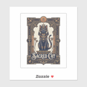 Heilige Kat Kat Oud Egypte Vintage Vector Kunst Sh Sticker
