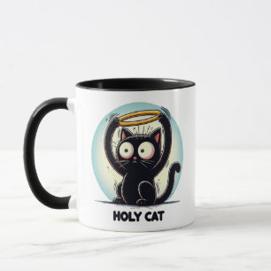 Heilige Kat - Zwarte Kat die Halo boven het hoofd  Mok
